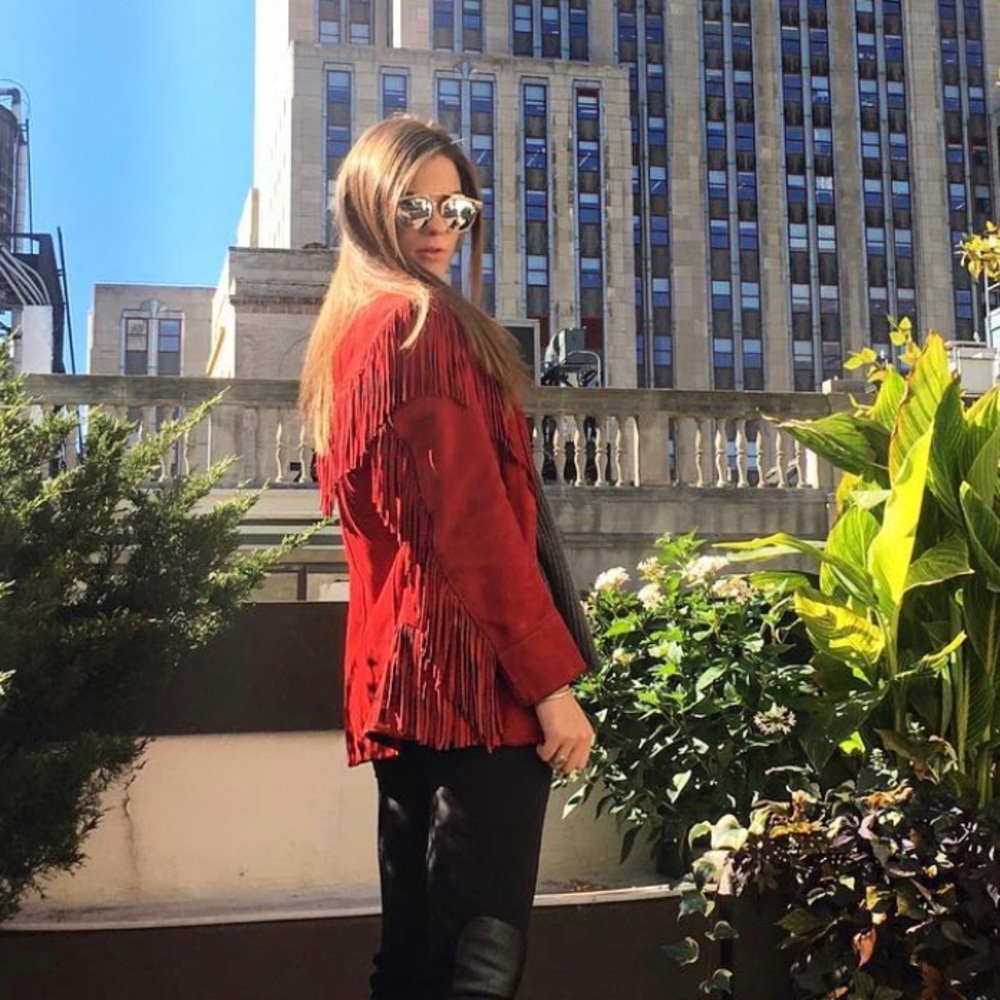 vintage lillie rubin fringe suede jacket